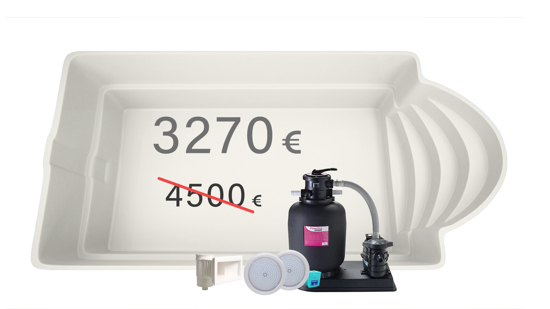 ITALY 8 WHITE OFFER EUR GFK Pool Italien Weiß 8 x 3,2 x 1,5 m
