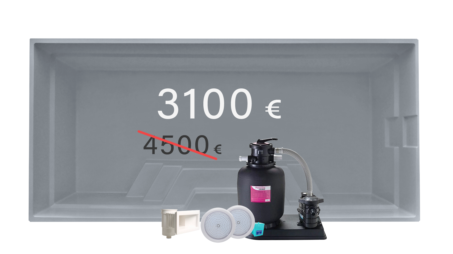 MIDNIGHT 6,3 GRAY OFFER EUR GFK Pool Midnight Grau 6,3 x 3 x 1,5 m