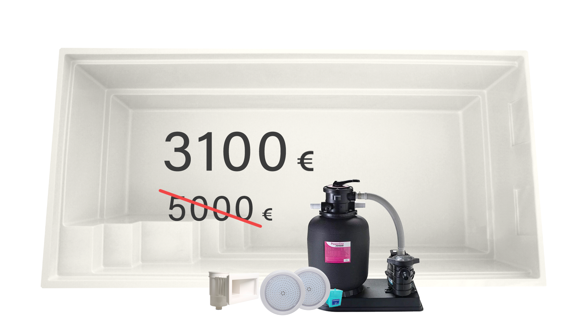 SUNRISE 6,3 WHITE OFFER EUR GFK Pool Sunrise Weiß 6,3 x 3,2 x 1,5 m