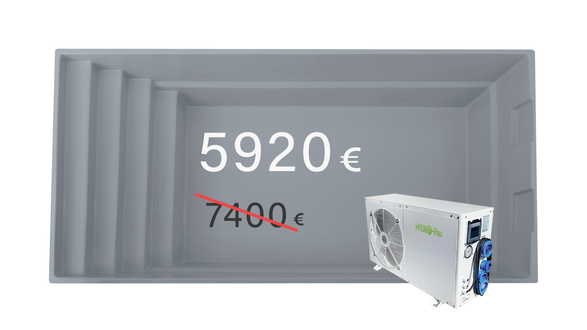 OFFER nova gray eur GFK Pool Nova Grau 8,3 x 3,5 x 1,48 m