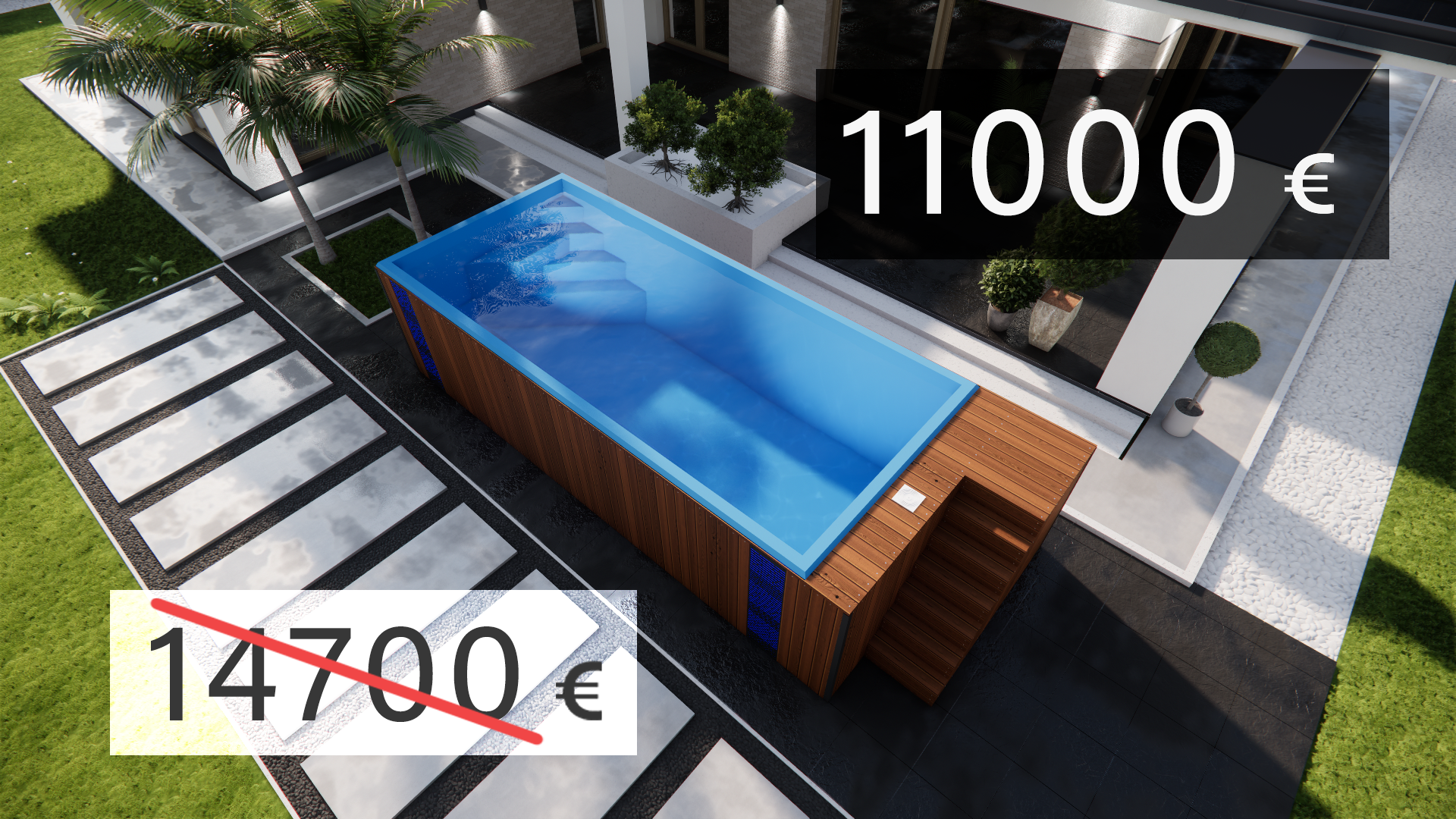 bas sale blue eur Freistehender GFK Pool Nightfall Blau 7,06 x 2,68 x 1,6 m