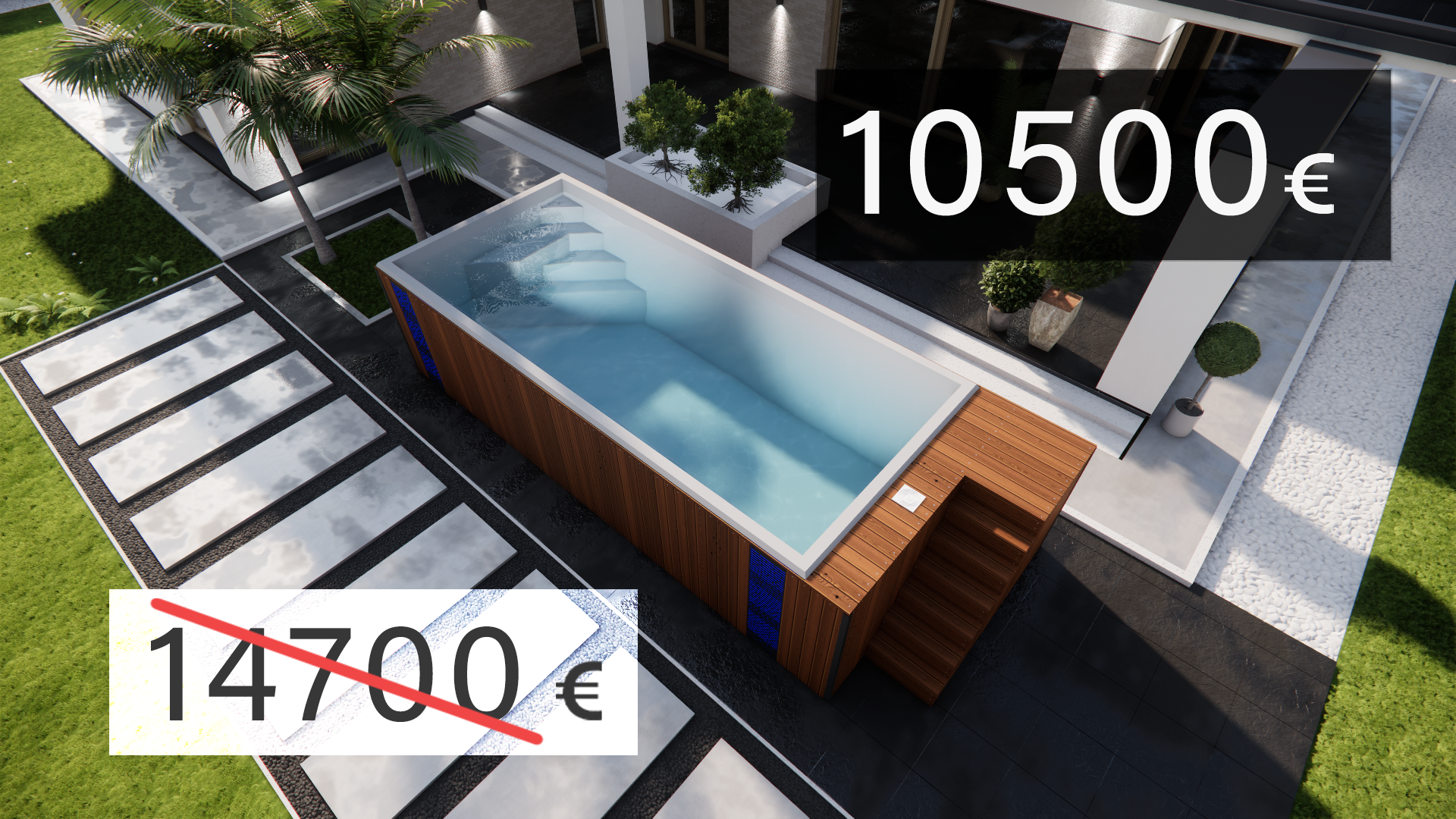 bas sale gray eur Freistehender GFK Pool Nightfall Grau 7,06 x 2,68 x 1,6 m